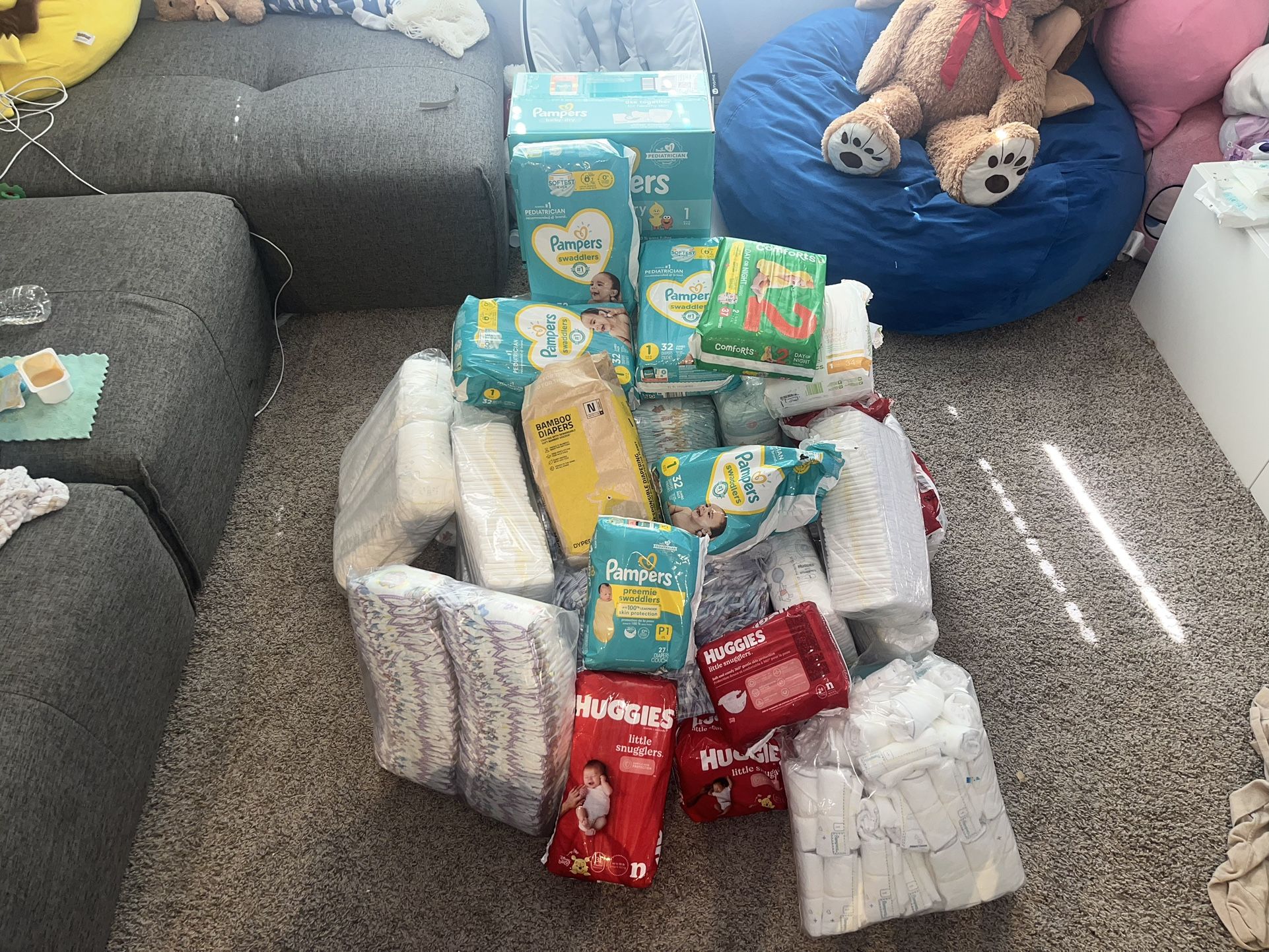 Size 1 Pampers & Huggies diaper Bundle Diapers