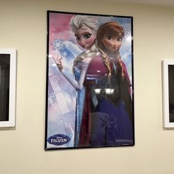 Princess Elsa & Anna Framed Pictures 3 Disney Prints