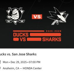Anaheim Ducks vs San Jose Sharks Tickets