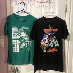 My Hero Academia Lot Of 2 Mens Size Medium Tshirts.  Preowned Good Condition.  Smoke free home  