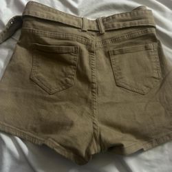Khaki Cargo Skirt With Shorts And Belt