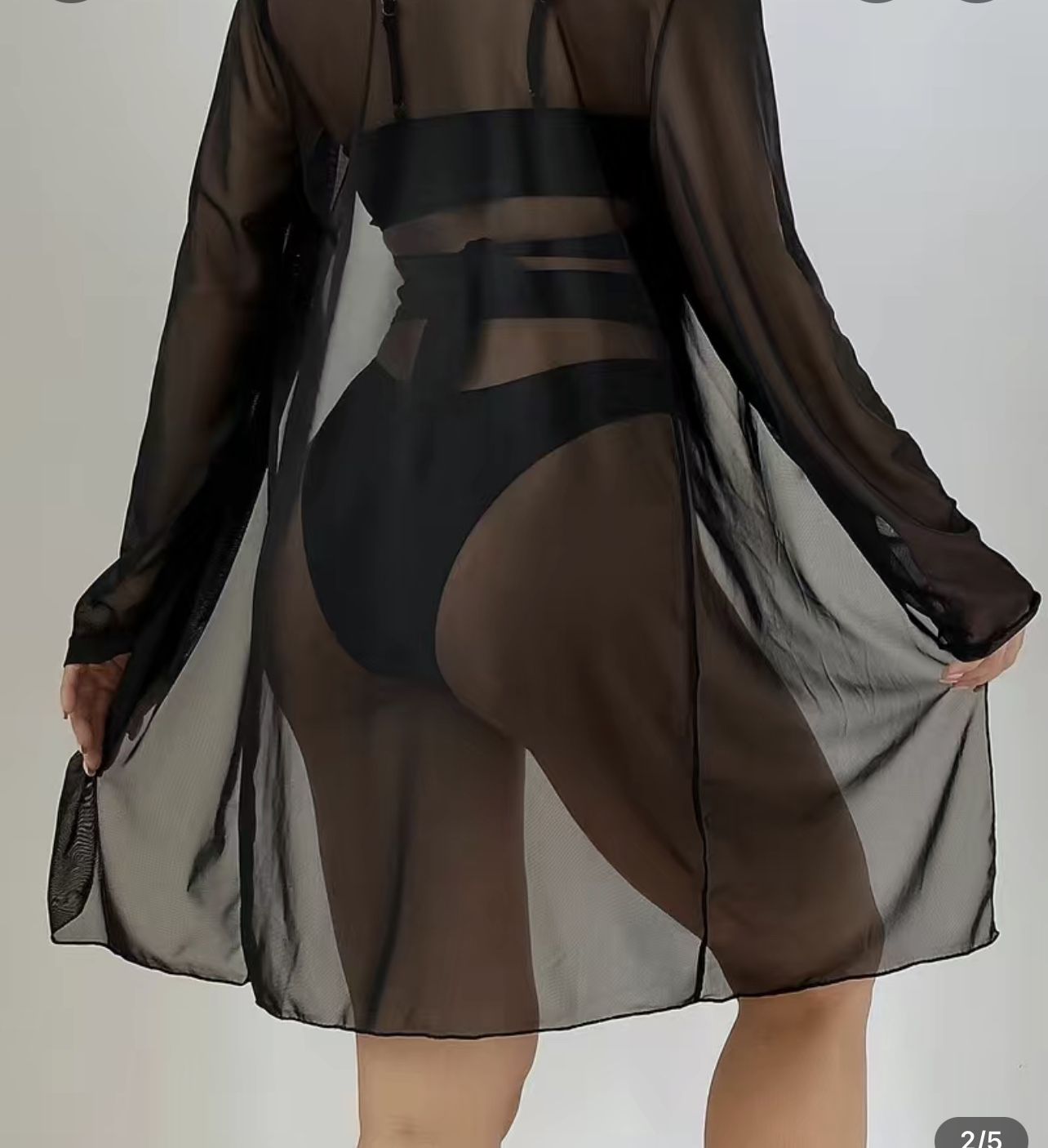 Black Bikini Bottom With Cover Up Shirt