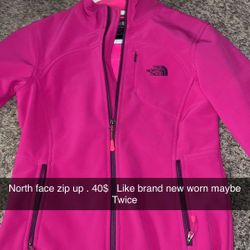Pink North Face Zip Up Jacket 