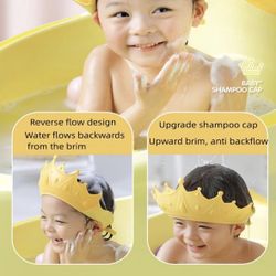 Two Shower Caps Water Blocking Shield for Washing Baby Hair Shampoo Cap Baby Hair Wash Cap Toddler Kids Shower Visor Tab