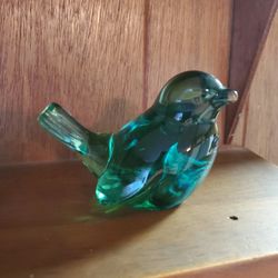 Vintage Green Glass Bird