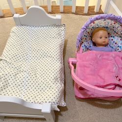 Baby Doll, W/ Carrier And Bed