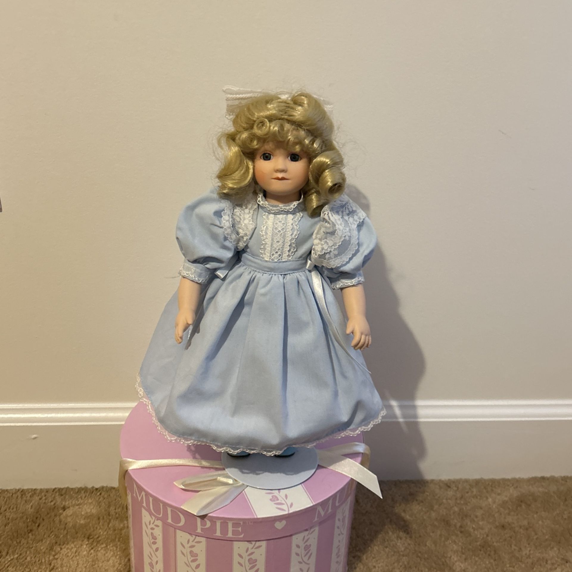 Pretty!!! In Blue & Lace Porcelain Doll!!!