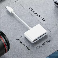3 in 1 USB C/Type C to USB Camera Memory Card Reader Adapter