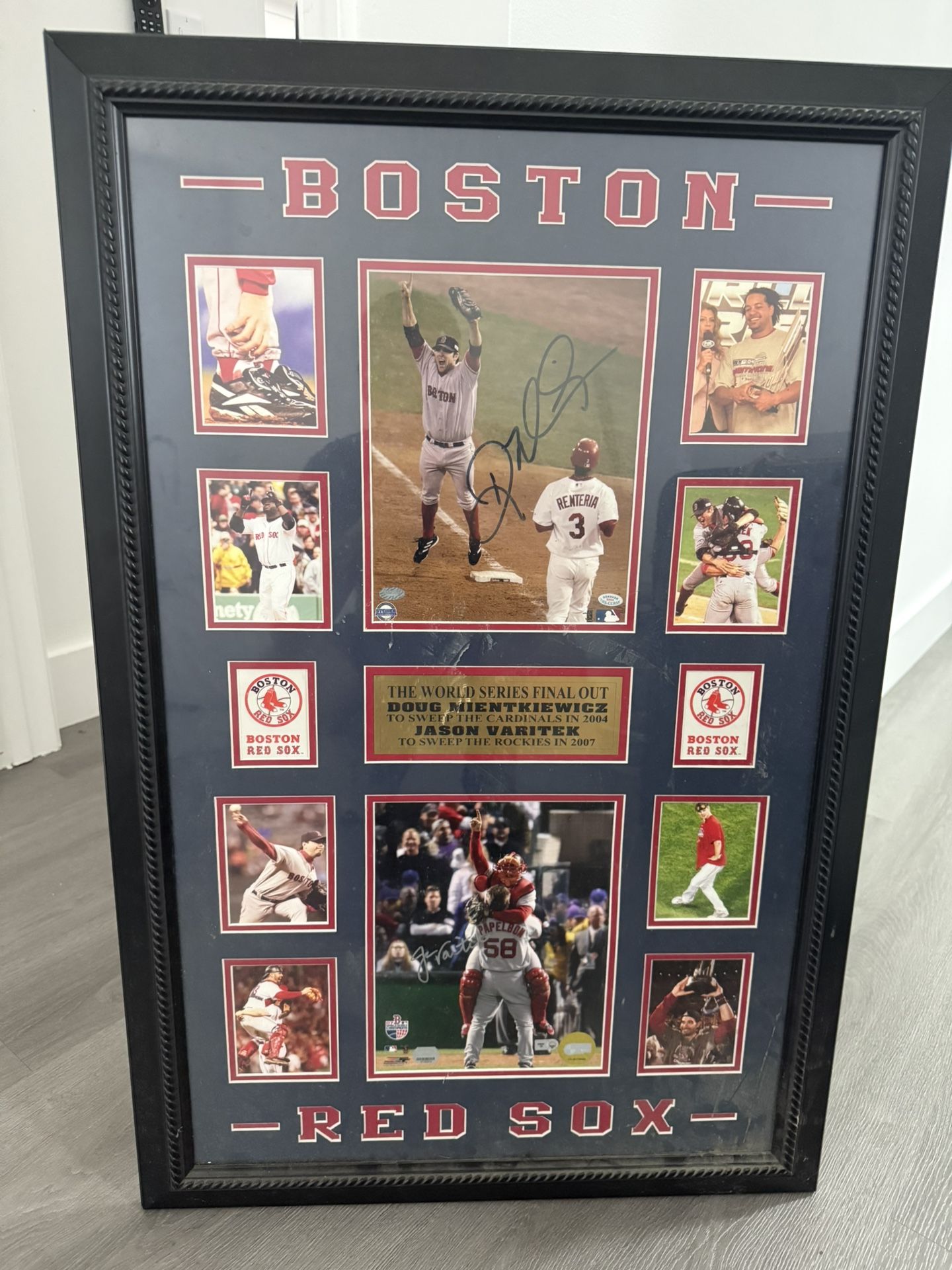Jason varitek & Doug mientkiewicz autograph pictures with Certificate of Authenticity