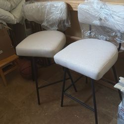 2 New Giselle 25 Beige Swivel Counter Stools 