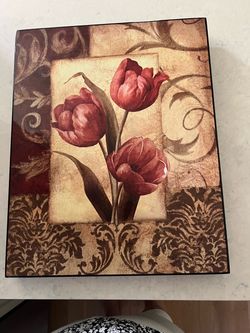 Red Tulips Floral Wall Art Canvas