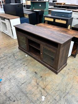 DEALTOPS Modern TV Cabinet Media Console Center with Open and Closed Space for TVs up to 65'', Rustic Brown