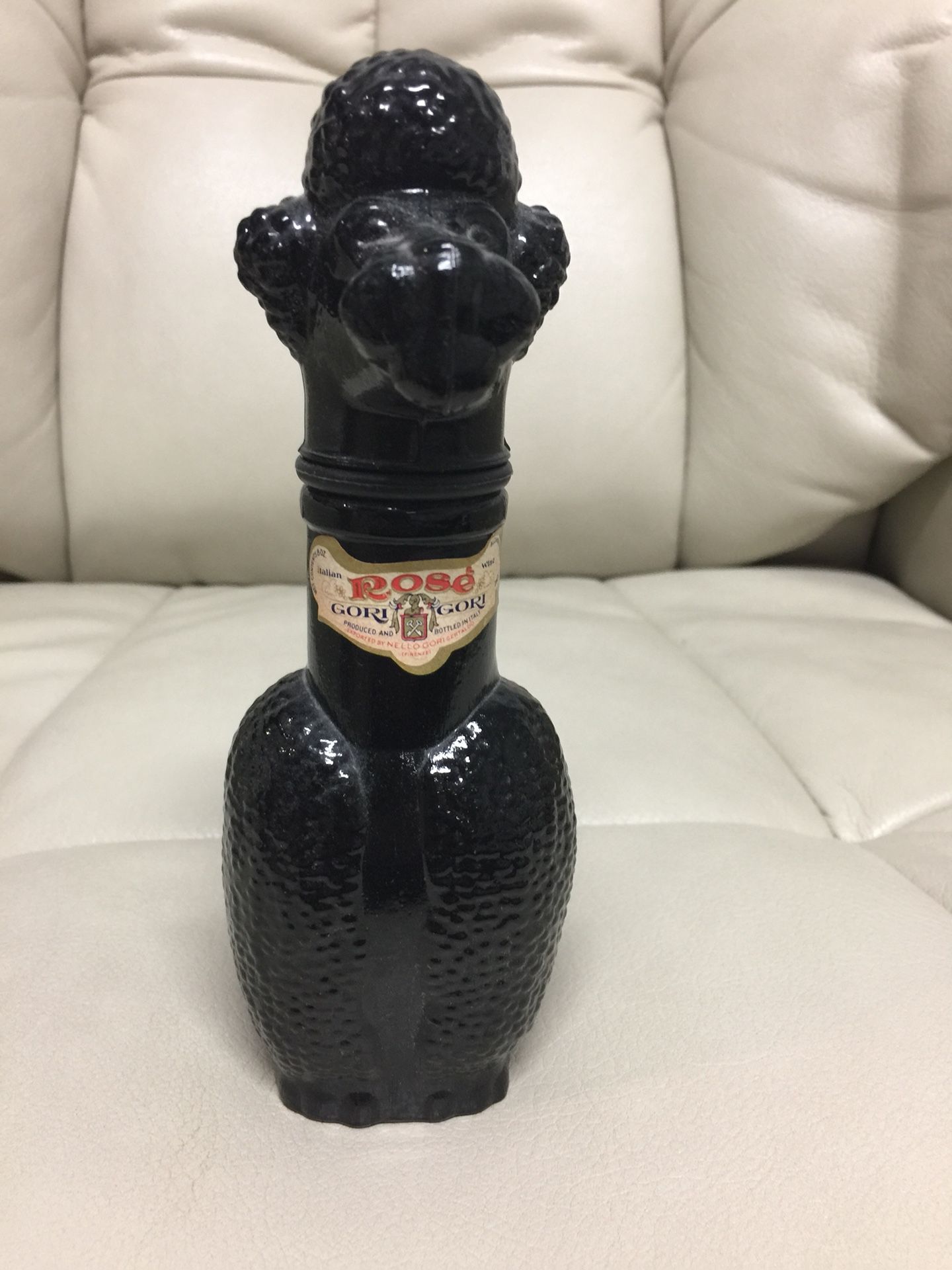 Vintage Black Poodle Italian Rose Wine Decanter by Gori - 1971