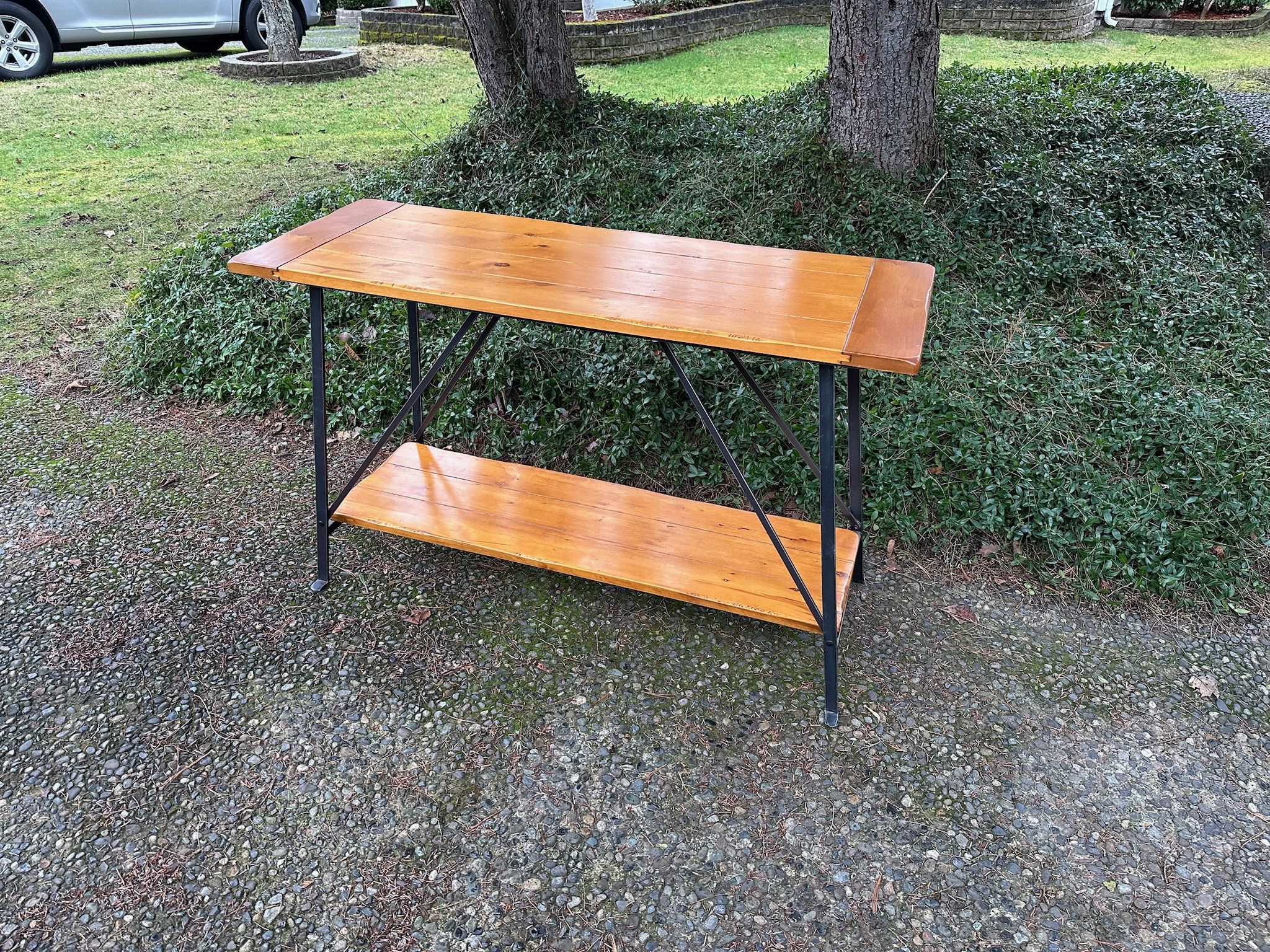 Entryway table solid wood and iron frame