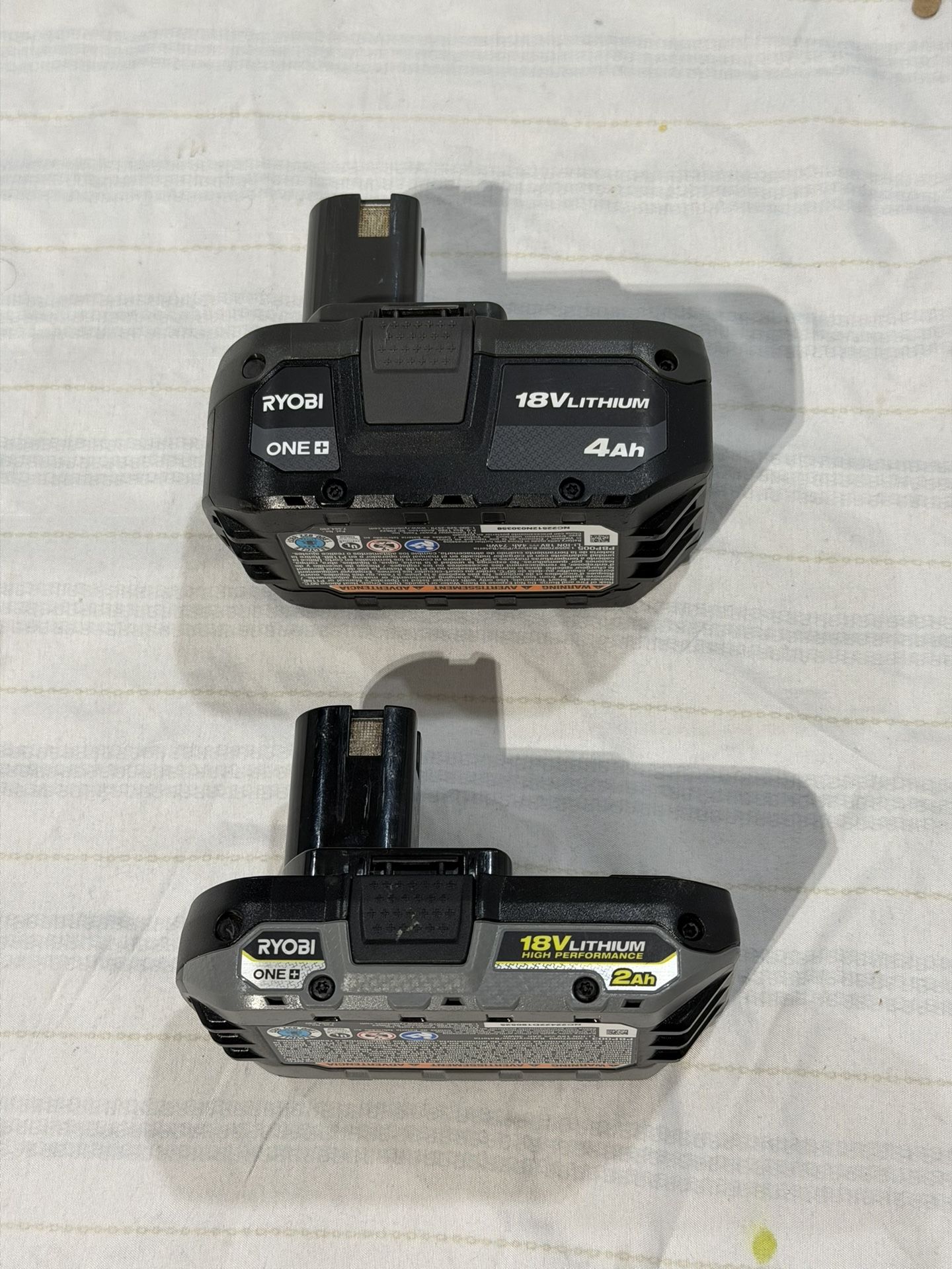 Ryobi 18v One+ Lithium Ion High Performance 4Ah & 2Ah Batteries
