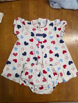 Baby Girl Heart Print Dress and Bloomers Set