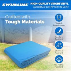 Swimline LI184820 18 Inch Solid Blue Round Above Ground Swimming Pool Overlap 20 Gauge Vinyl Liner