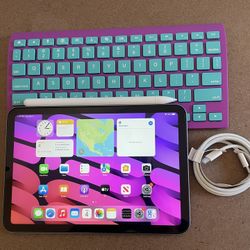  iPad Mini 6th Generation 64Gb pink Zagg Keyboard, Pen, Case, earphone  and Charger 