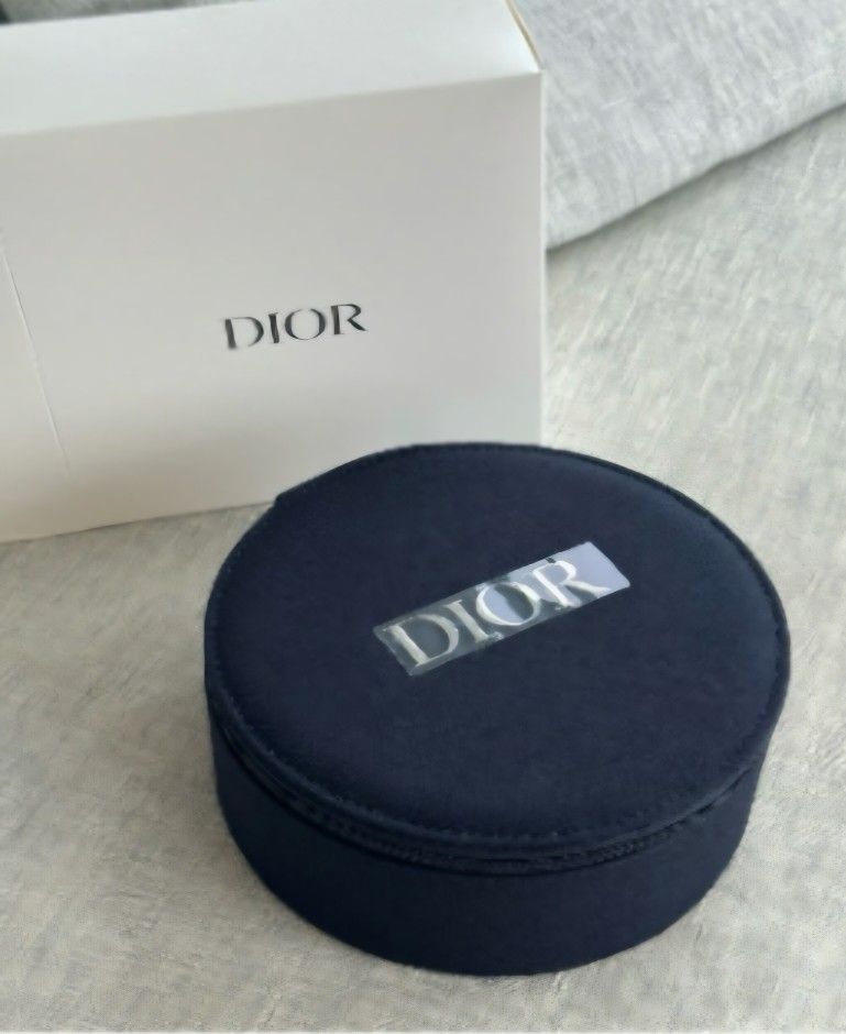 DIOR Beauty Round Vanity Pouch Makeup Mirror Bag Travel Case