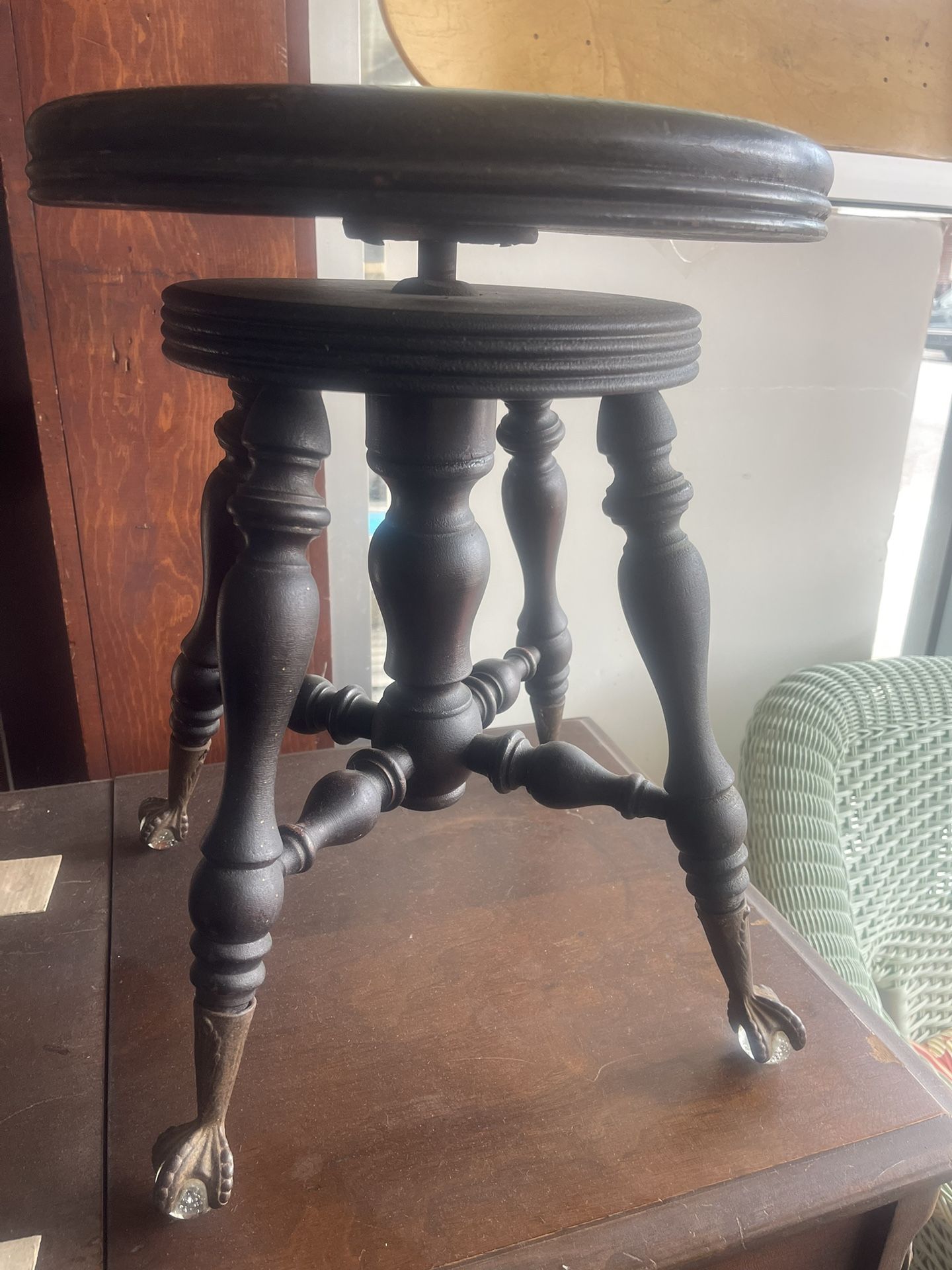 Antique Ball And Claw Piano Stool
