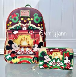 Mickey and Minnie Mouse Fireplace Backpack Set