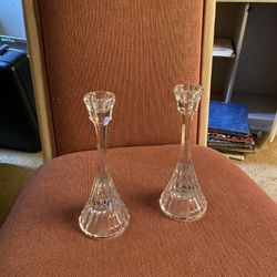 Antique Glass Crystal Candle Holders $9