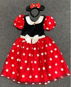 Disney Store girls size 7/8 red Minnie Mouse dress and ears headband costume