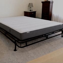 IKEA Queen  Memory Foam Mattress with Metal “Smart” Box and Frame! Like New!!Free local delivery!!