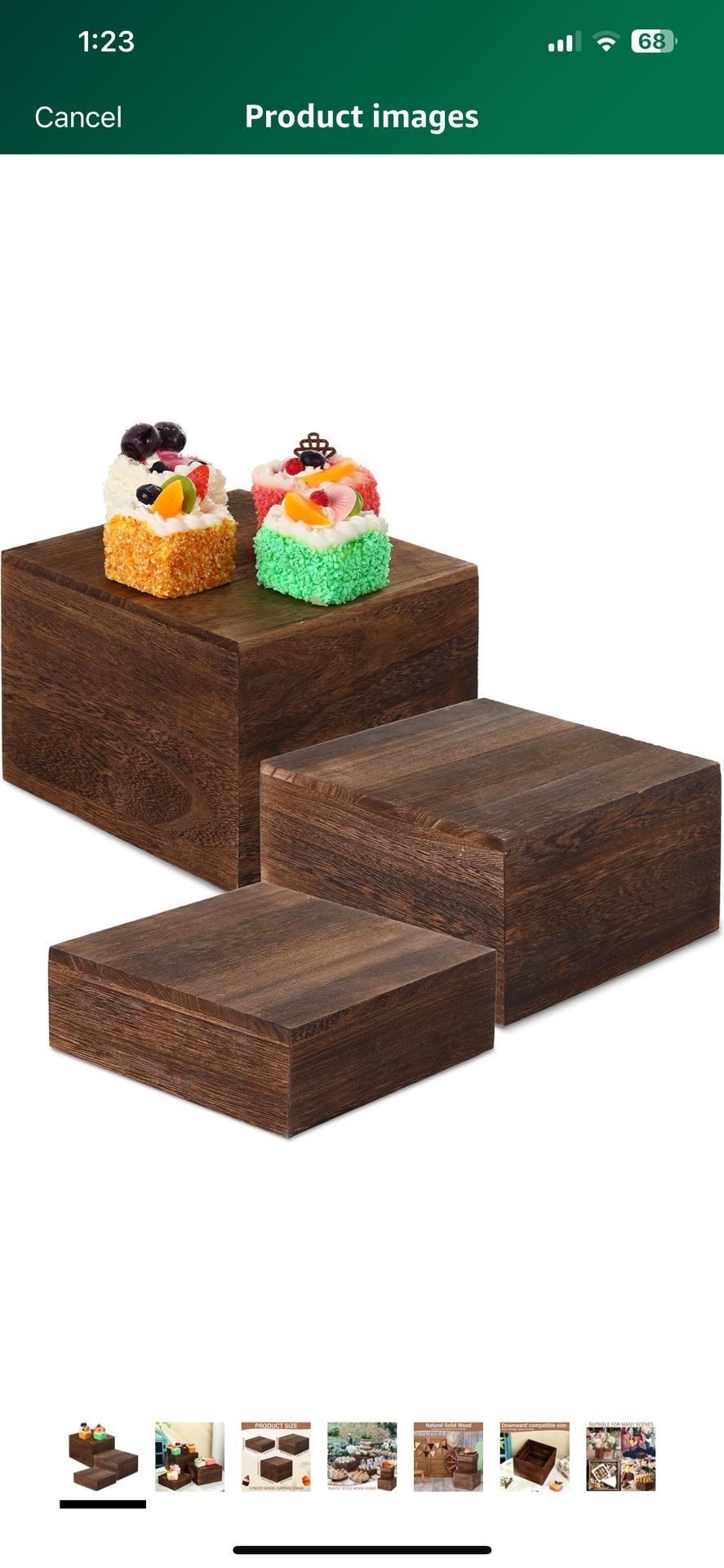 Barydat 3 Pcs Wooden Risers Stands Cake Rustic Stackable Square Cupcake Stands Base for Buffet Table Dessert Food Birthday Wedding Party
