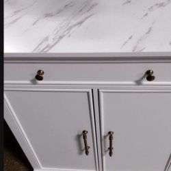 1 Drawer Cabinet with 2 Doors White : Faux Marble Top(New)