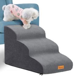 Topmart 3 Tiers Foam Dog Ramps/Steps,Non-Slip Pet Steps,Extra Wide Deep Dog Stairs,High Density Foam
