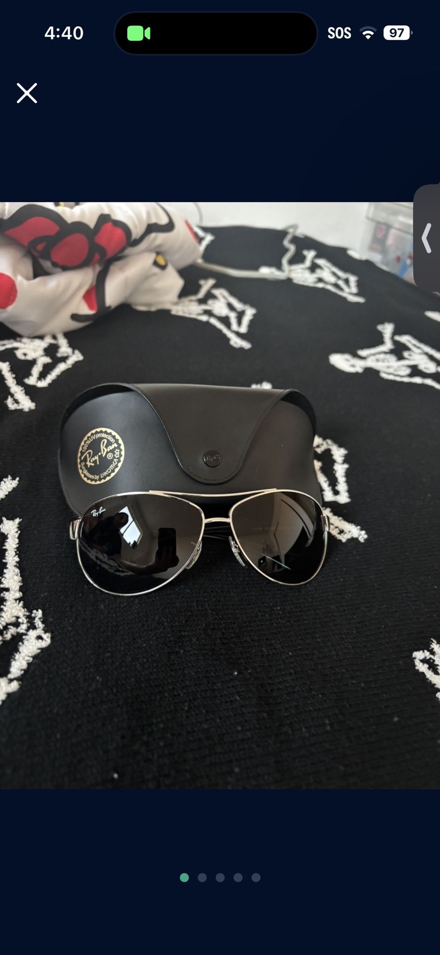2000s Ray-Ban RB3386 sunglasses with a silver or gunmetal frame and grey gradient lenses. 