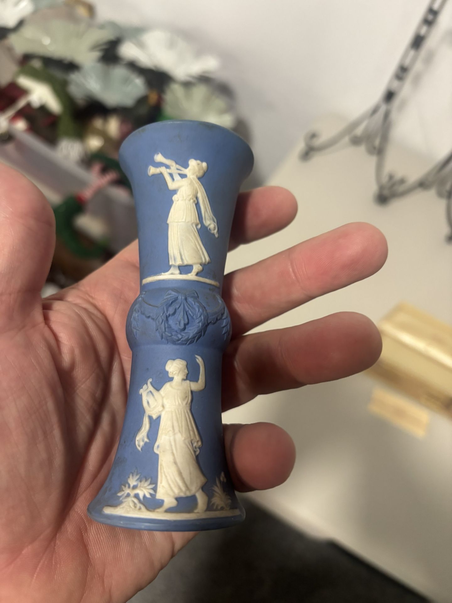 Wedgwood blue jasperware vase.