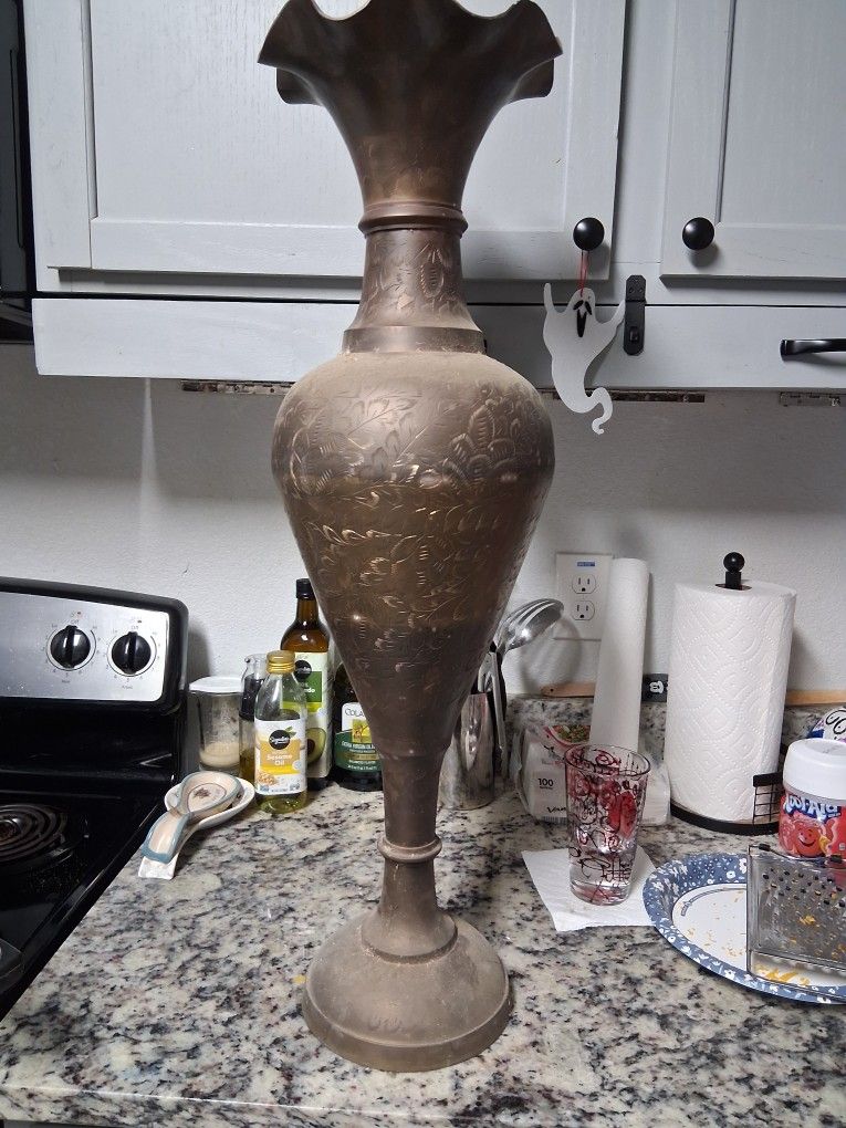 30" Brass Vase