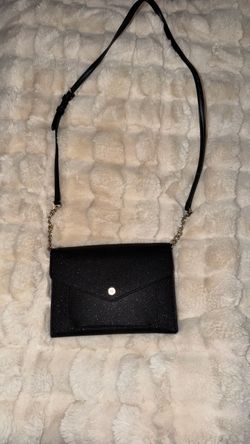 Black Glitter Envelope Crossbody Clutch Bag