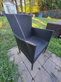Black Resin Wicker Outdoor Patio Armchair – High Back