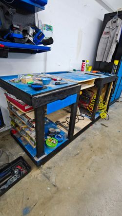 Custom built workbench on roller