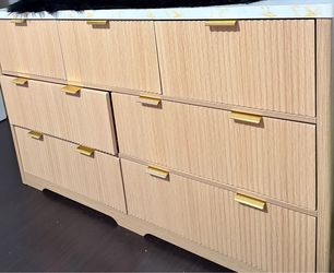 Light Oak Dresser with Gold Handles