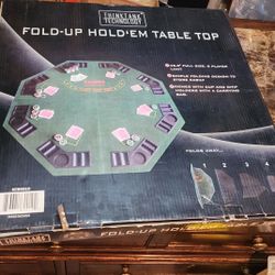 Fold Up Texas Hold Em Poker Table Top W Nox N Carrying Case Green Felt, Chip Holders Etc