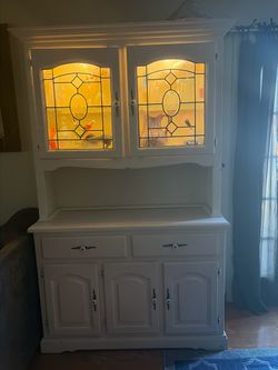 White Wood China Cabinet