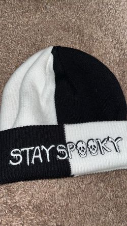 Stay Spooky Black and White Knit Beanie