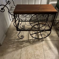 Vintage Wine, Rack, Wood, And Brass