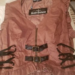 Scarlet Darkness Zip-up Steampunk Ruffled Vest