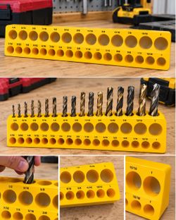 Yellow Drill Bit Organizer Holder Block