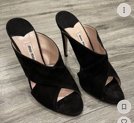 Miu Miu Black Crisscross Suede Sandal Heels 🖤♠️