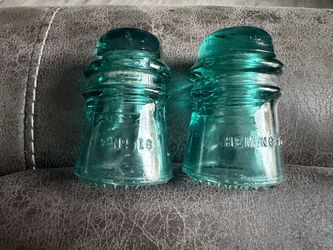 Vintage Aqua Glass Telegraph Insulators Pair