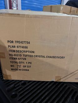 Tufted Crystal Chaise in Ivory – New in Box