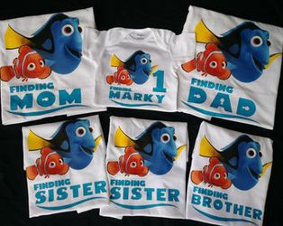 Finding Nemo personalized shirts/ Camisas personalizadas de Nemo para cumpleaños