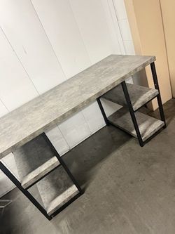 Faux Concrete Desk with Shelving