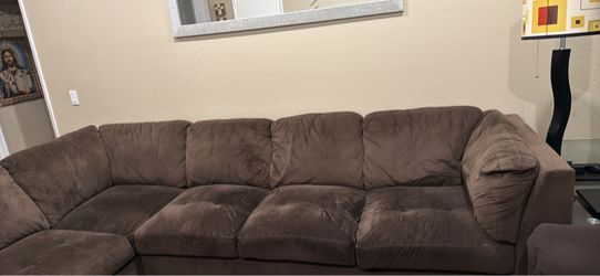 Large Brown Sectional Couch – Must go by Saturday
